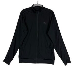 Adidas Jacket Womens Large Black Track Full Zip 3-Stripes Logo Athletic Training